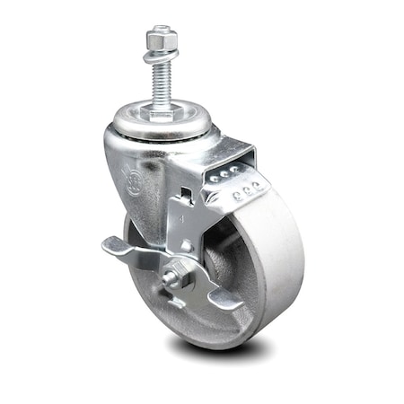 Semi Steel Swivel TS Caster W/Roller Bearing - 4 Wheel & 3/8 Stem W/Brake